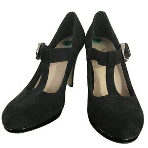 Franco Sarto High Nalia Mary Jane High Heel Pumps Black Suede 8 M